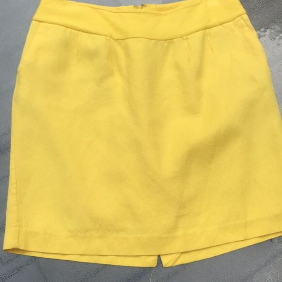 Merona Tailored Pencil Skirt Yellow Pockets Lined Slit Zip Women's Sz 8 Office - Picture 9 of 9